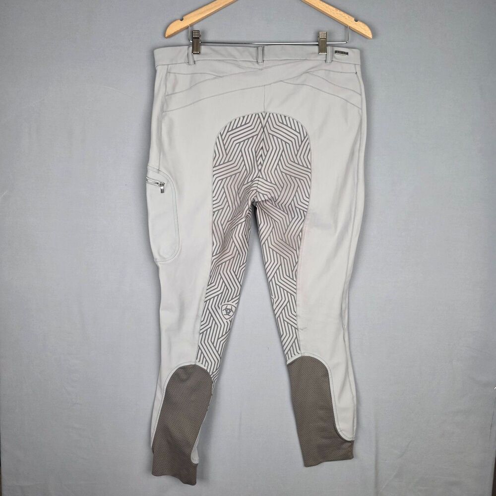 Ariat Full Seat Breeches Pro Series Triton 36L Light Grey Silicon Seat Stained